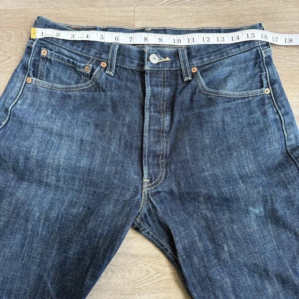 Levis 501 Dark Wash Slub Denim Jeans Mens 00501-0669 Tag 34x30 Fits 32x27 Mexico